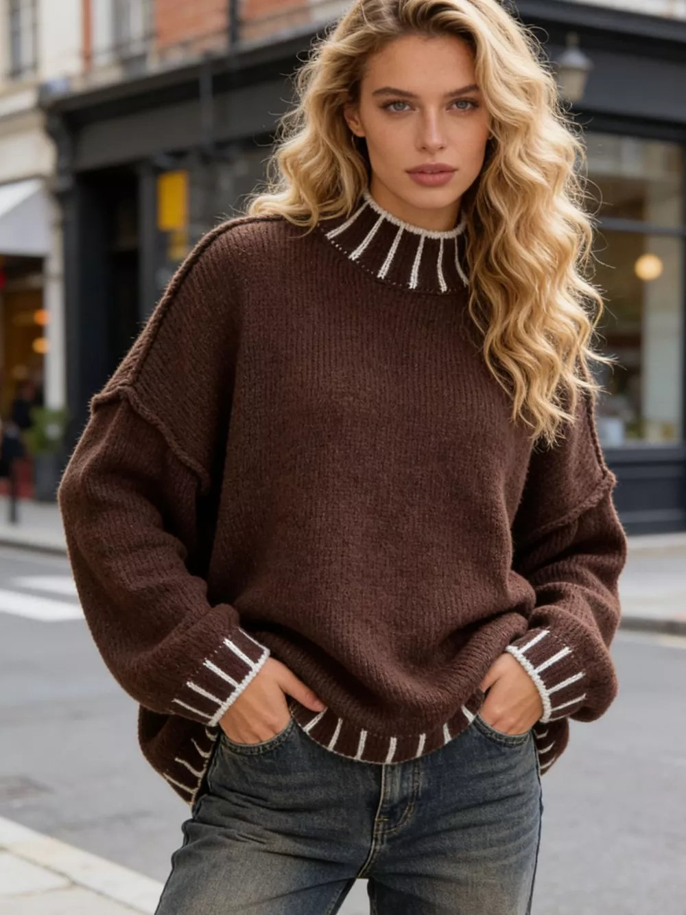 Turtleneck Dropped Shoulder Sweater, image 4