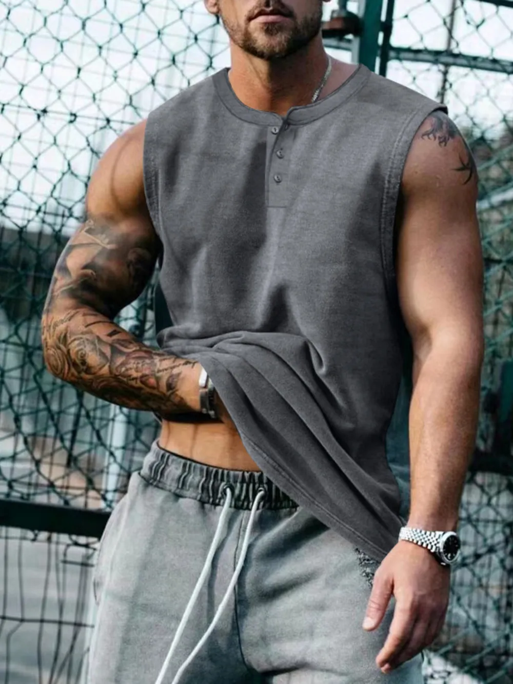 Men's Plus Size Round Neck Tank, image 3