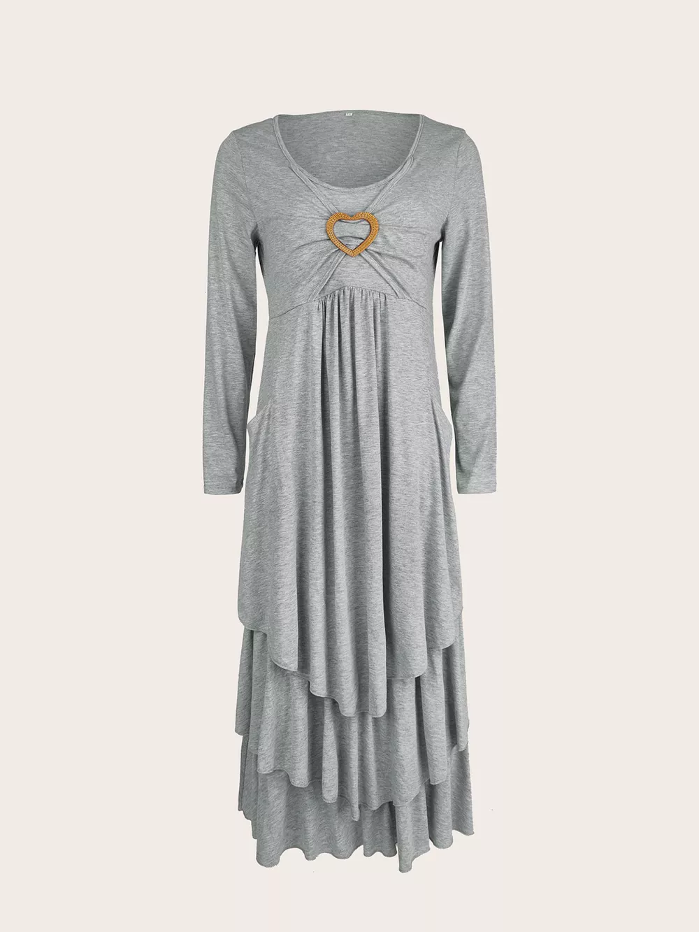 Full Size Heart-Decor Layered Midi Dress Plus Size, image 3