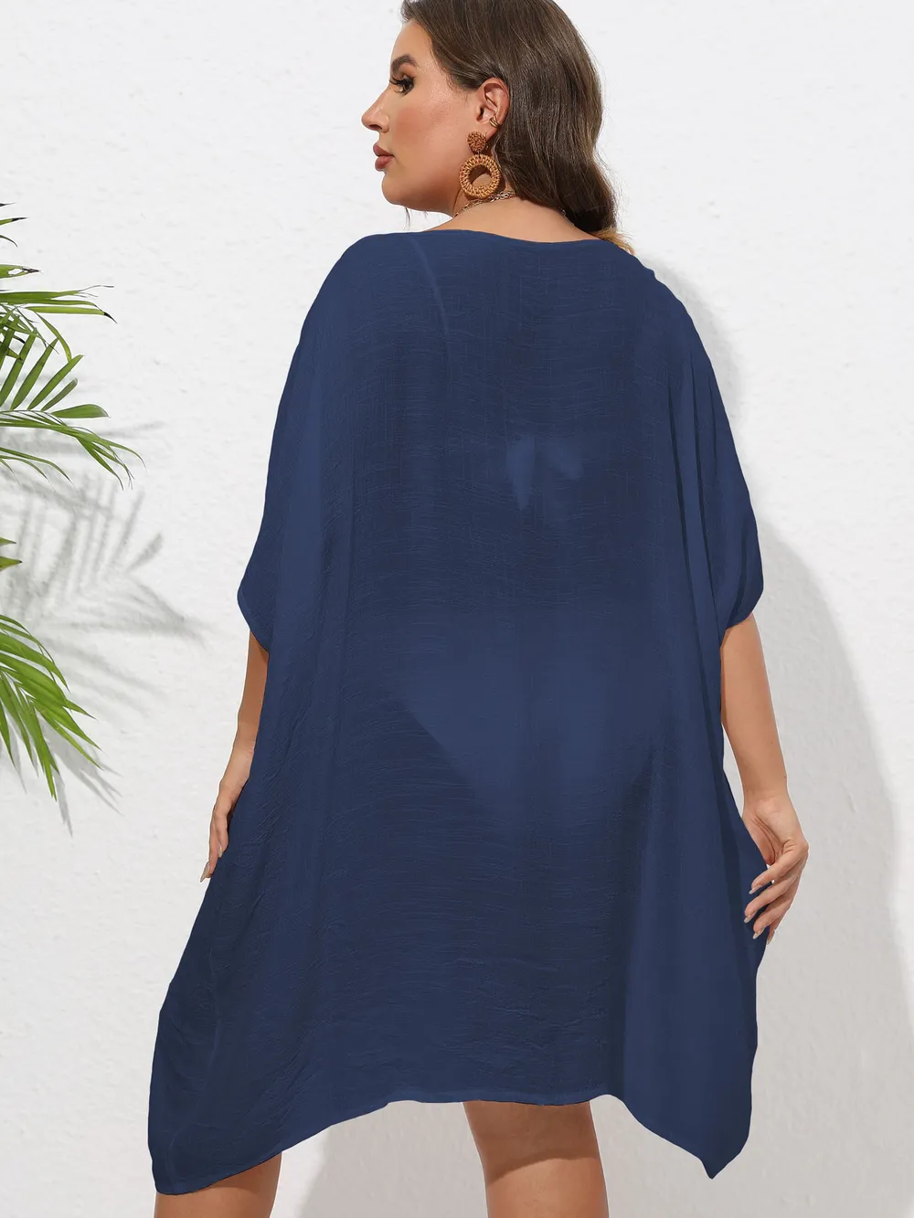 Crochet Trim V-Neck Beach Cover Up Dress, image 37