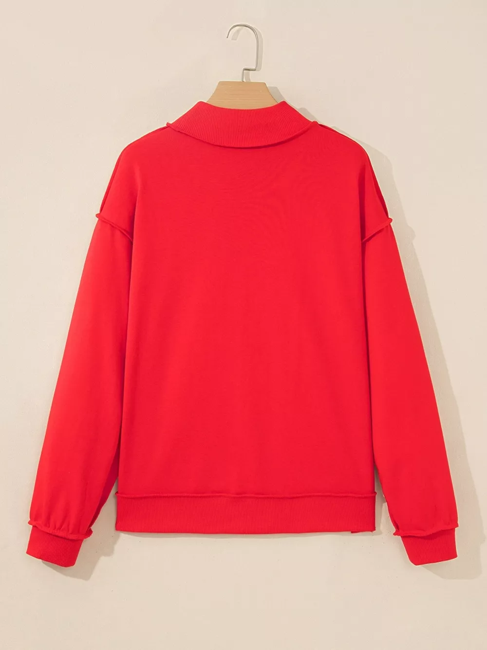 Embroidered Merry Slogan Stand Neck Long Sleeve Sweatshirt, image 9