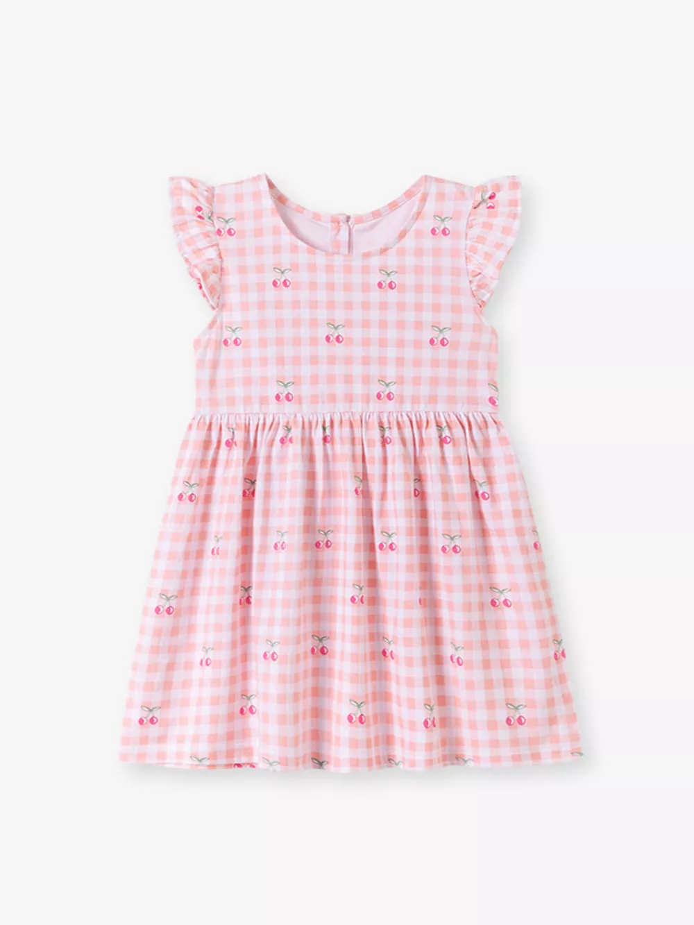 Children's Cherry Gingham Ruffle Sleeve Dress, image 2