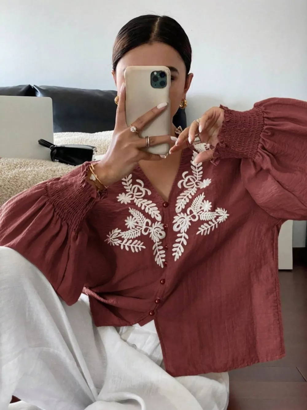 Embroidered Long Sleeve Blouse, image 29