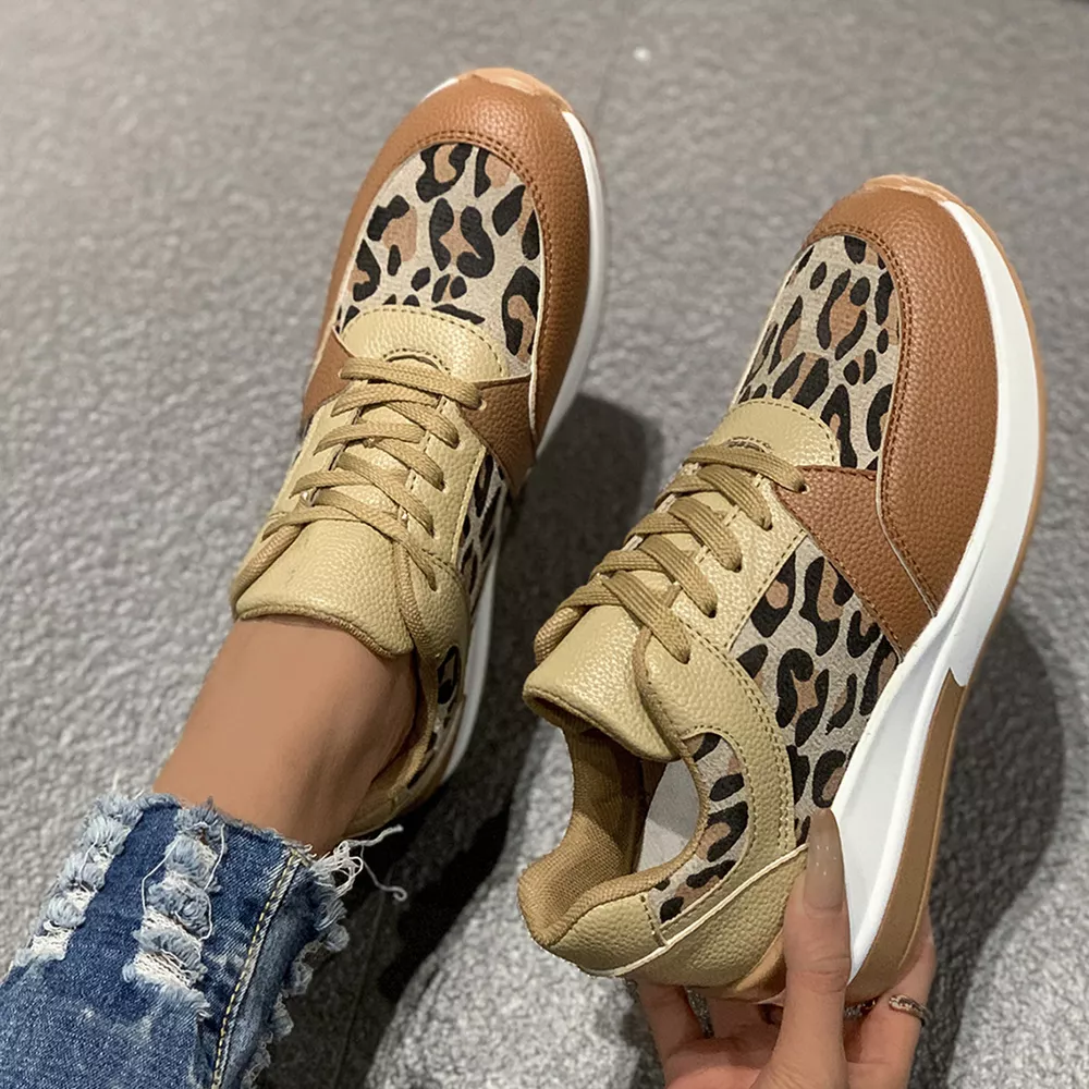 Leopard Lace Up Sneakers, image 5