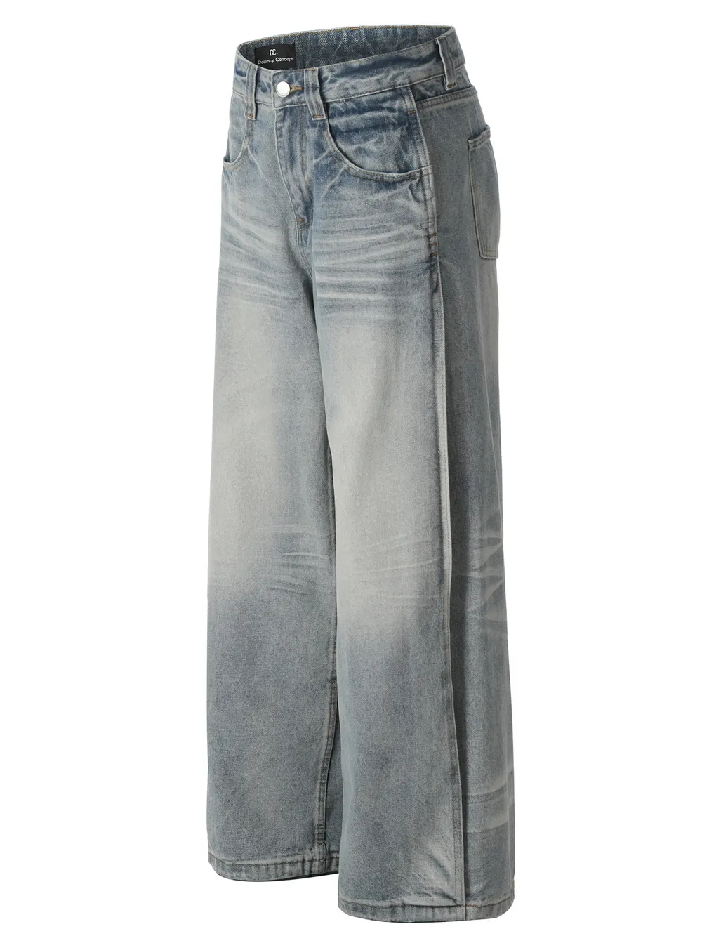 Men's Wide Leg Wash Denim Jeans, image 2