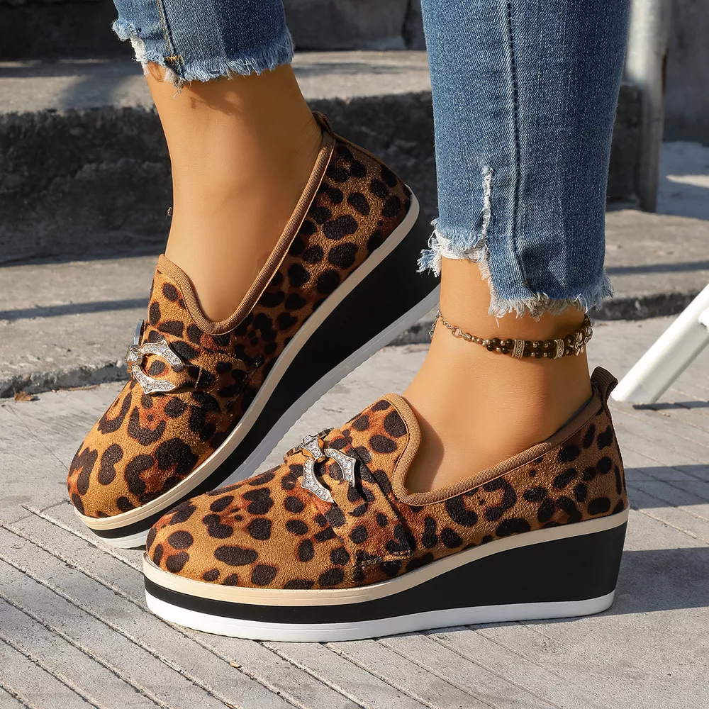Leopard Print Wedge Loafers, image 5