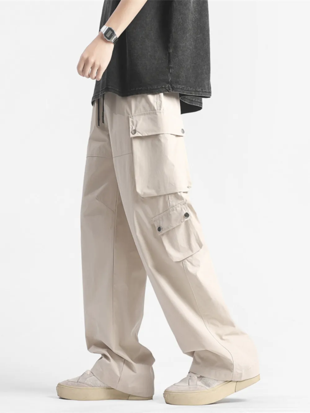 Men's Plus Size Wide Leg Cargo Pants, image 3