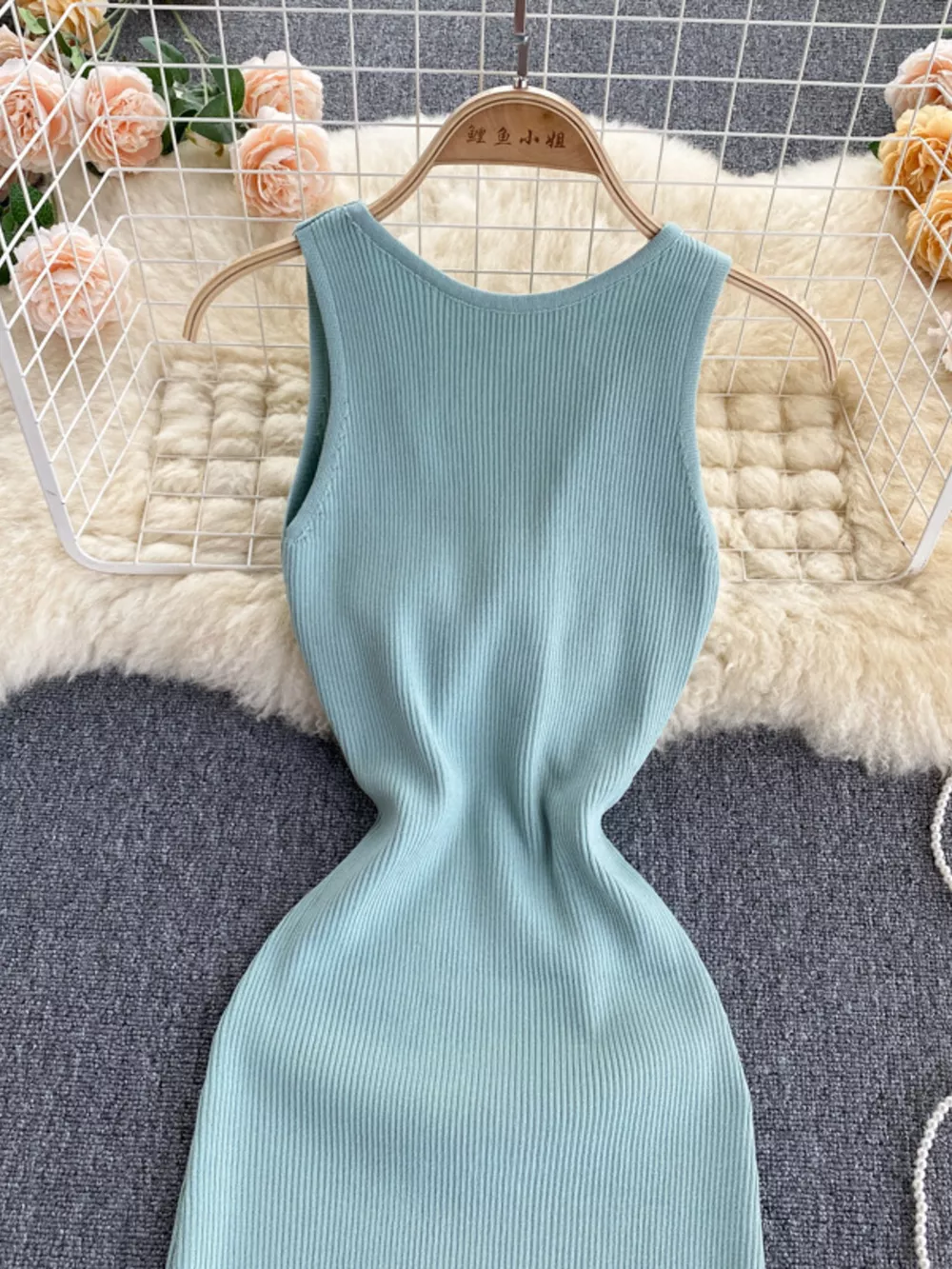 Knot Back Sleeveless Knit Bodycon Midi Dres, image 17
