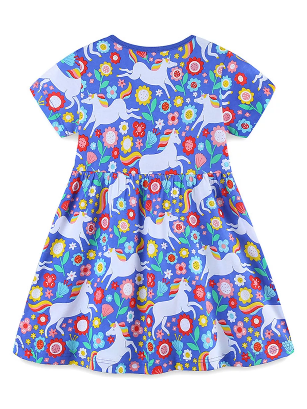Children's Unicorn Floral Print Short Sleeve Dress, image 4