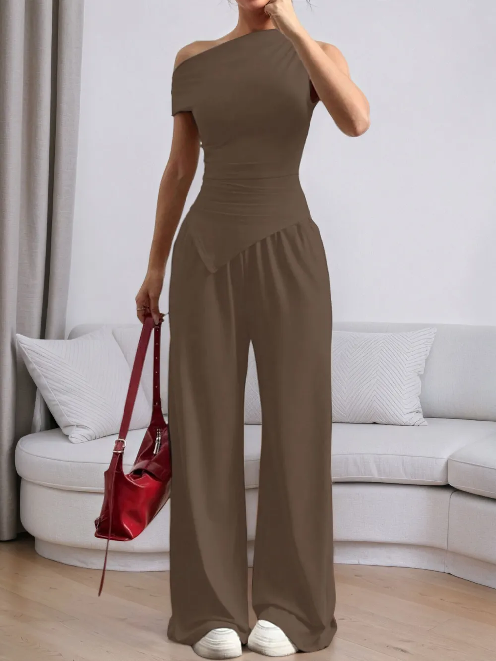 Single Shoulder Top and Pants Set, image 7