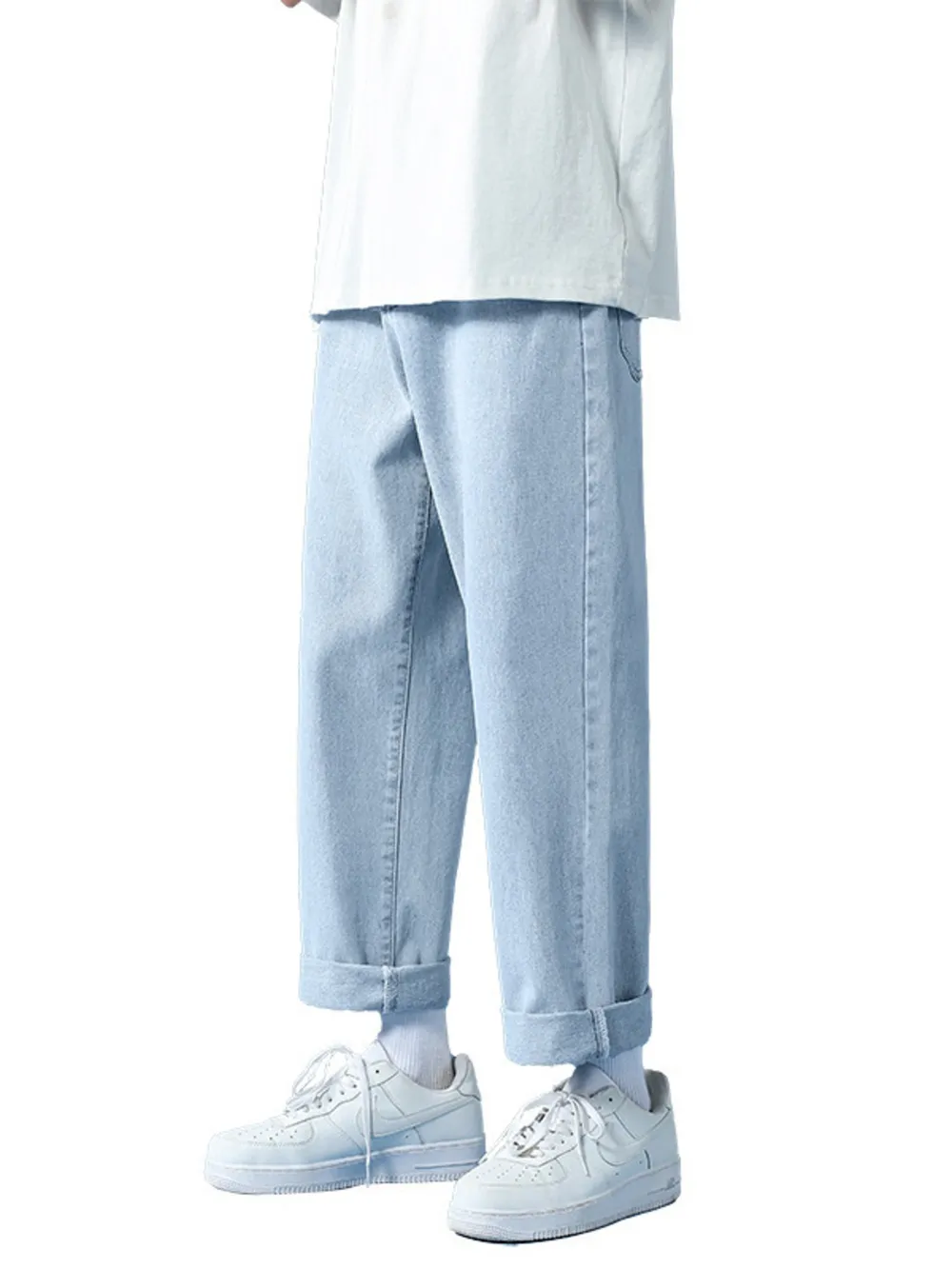 Men's Full Size Relaxed Fit Cuffed Hem Jeans Plus Size, image 4