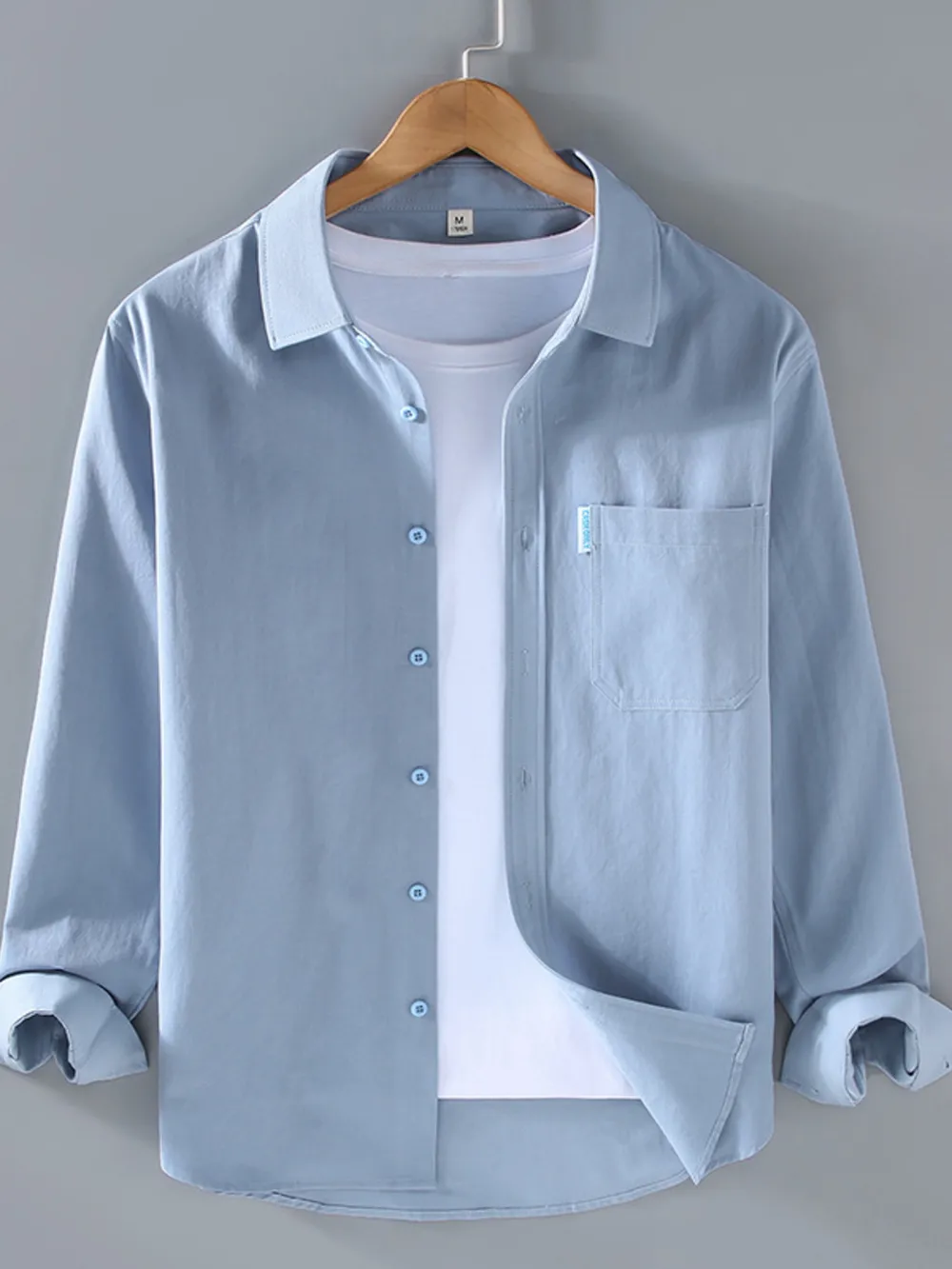 Men's Plus Size Long Sleeve Button-Up Shirt, image 6