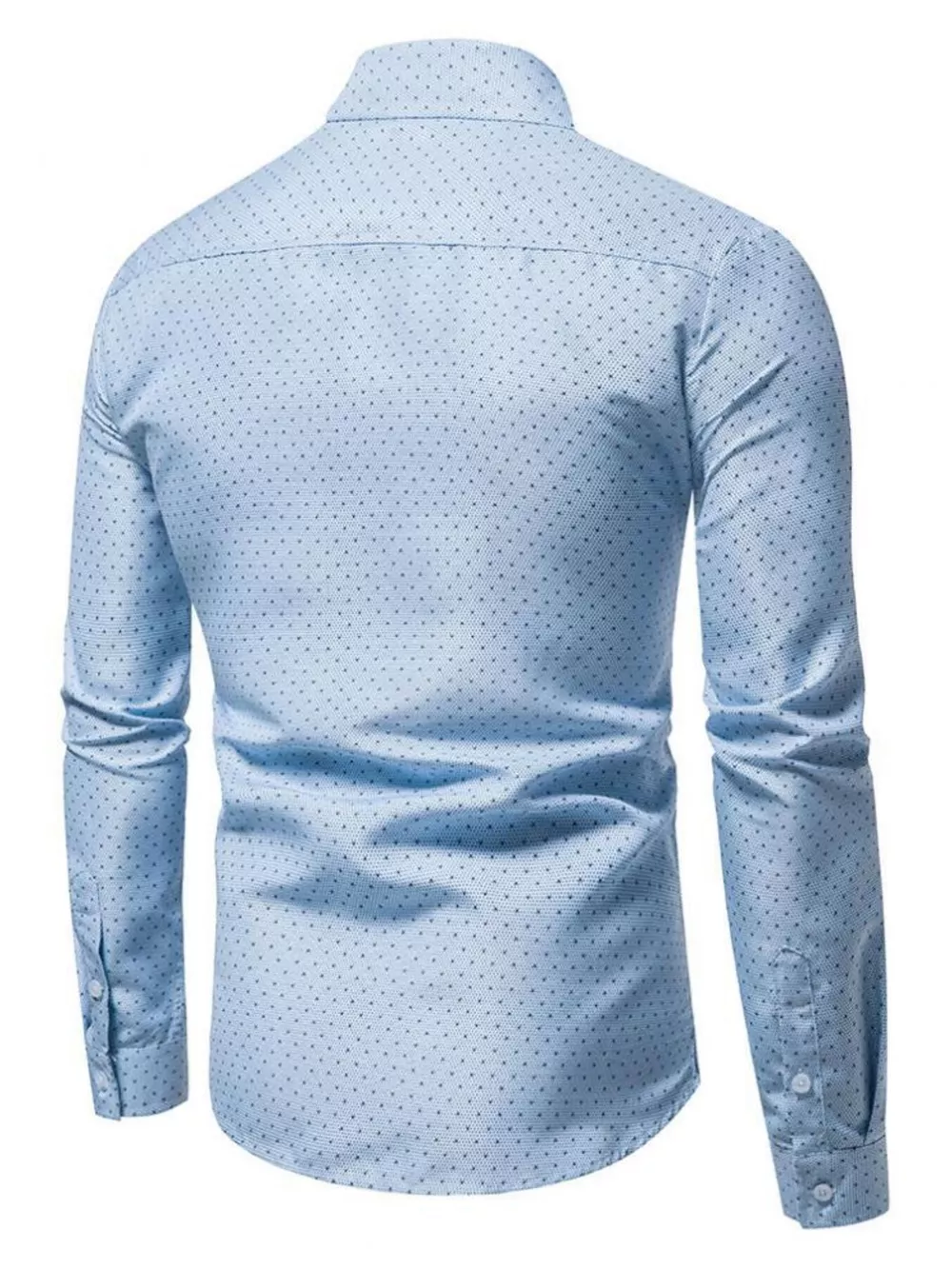 Men's Slim Fit Dotted Pattern Long Sleeve Shirt, image 13