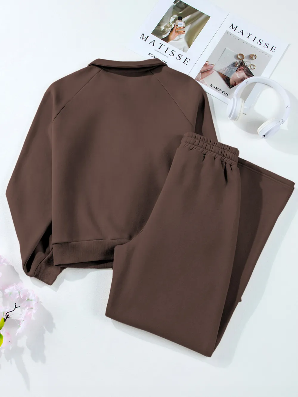 Collared Sweatshirt and High Waist Pants Active Set, image 29