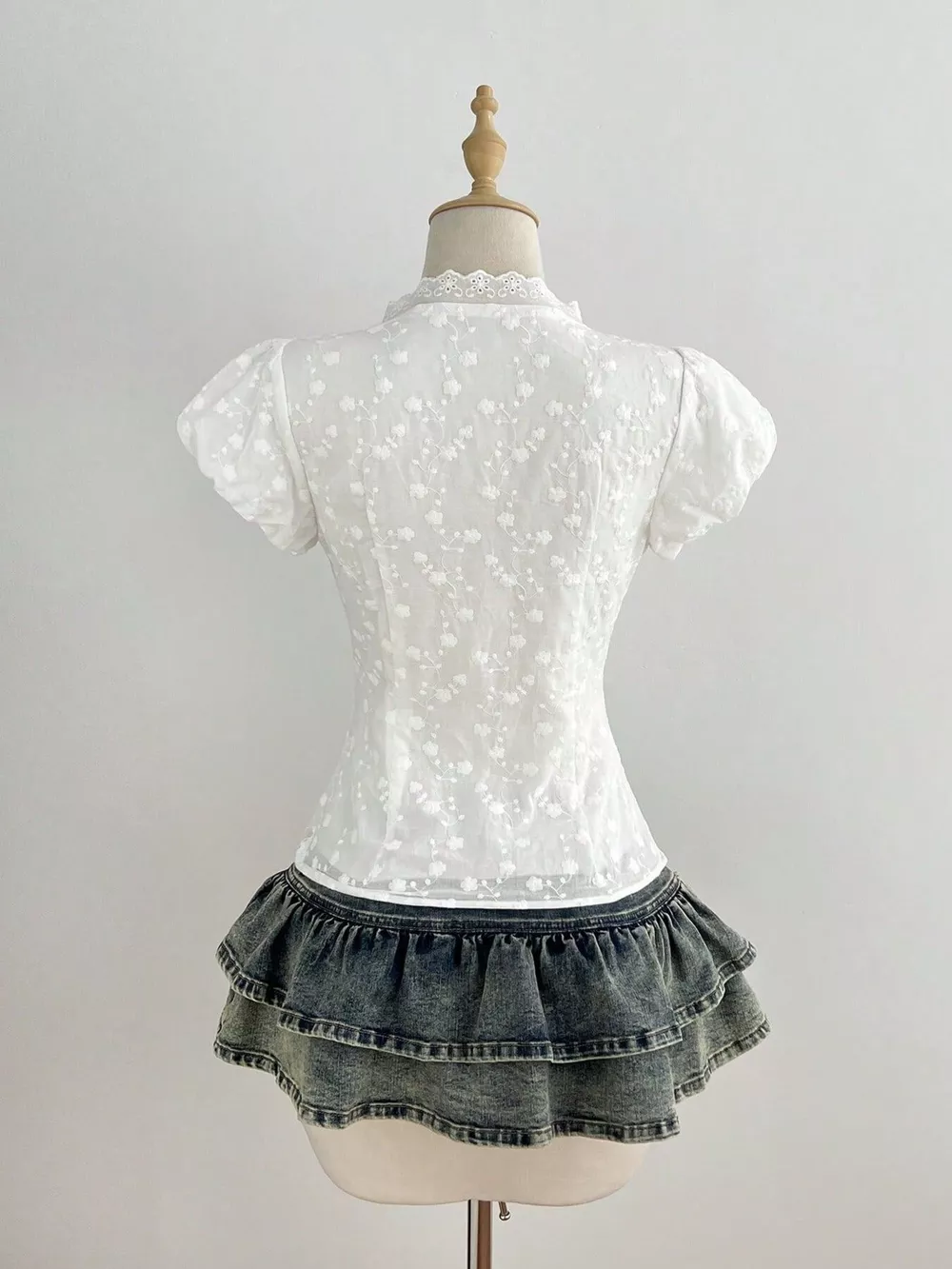 Lace Detail Bow Front Blouse, image 2