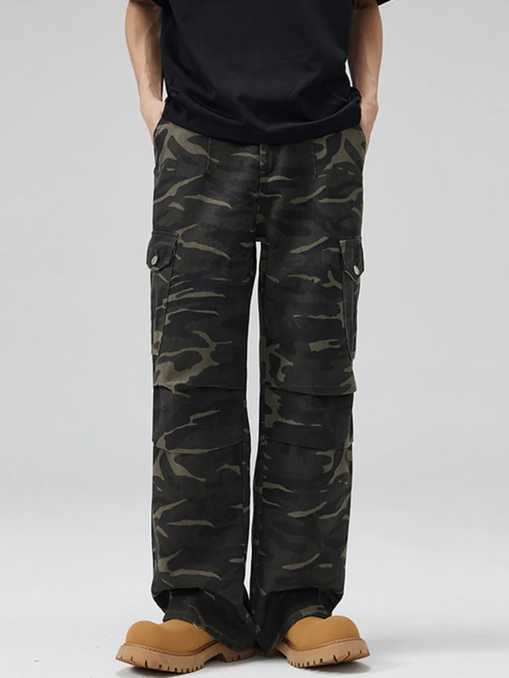 Men's Full Size Camouflage Cargo Pants with Multi-Pocket Plus Size, image 3