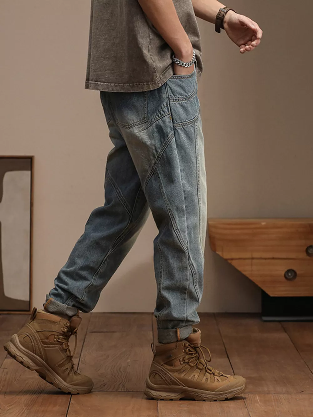 Men's Vintage Wash Relaxed Fit Jeans, image 2