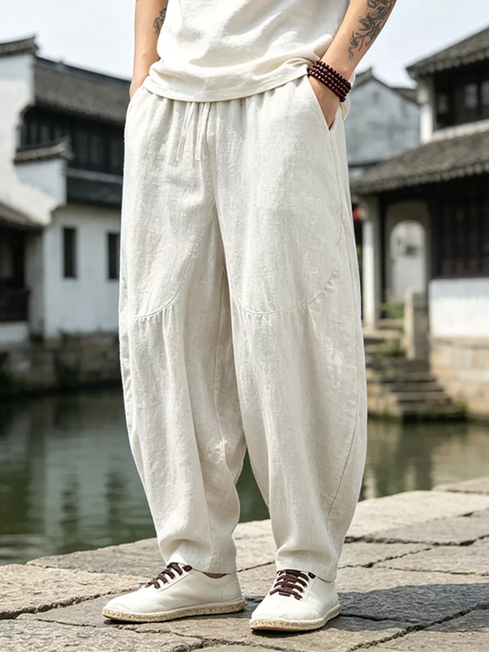 Men's Plus Size Loose Fit Pants with Drawstring Waist, image 3