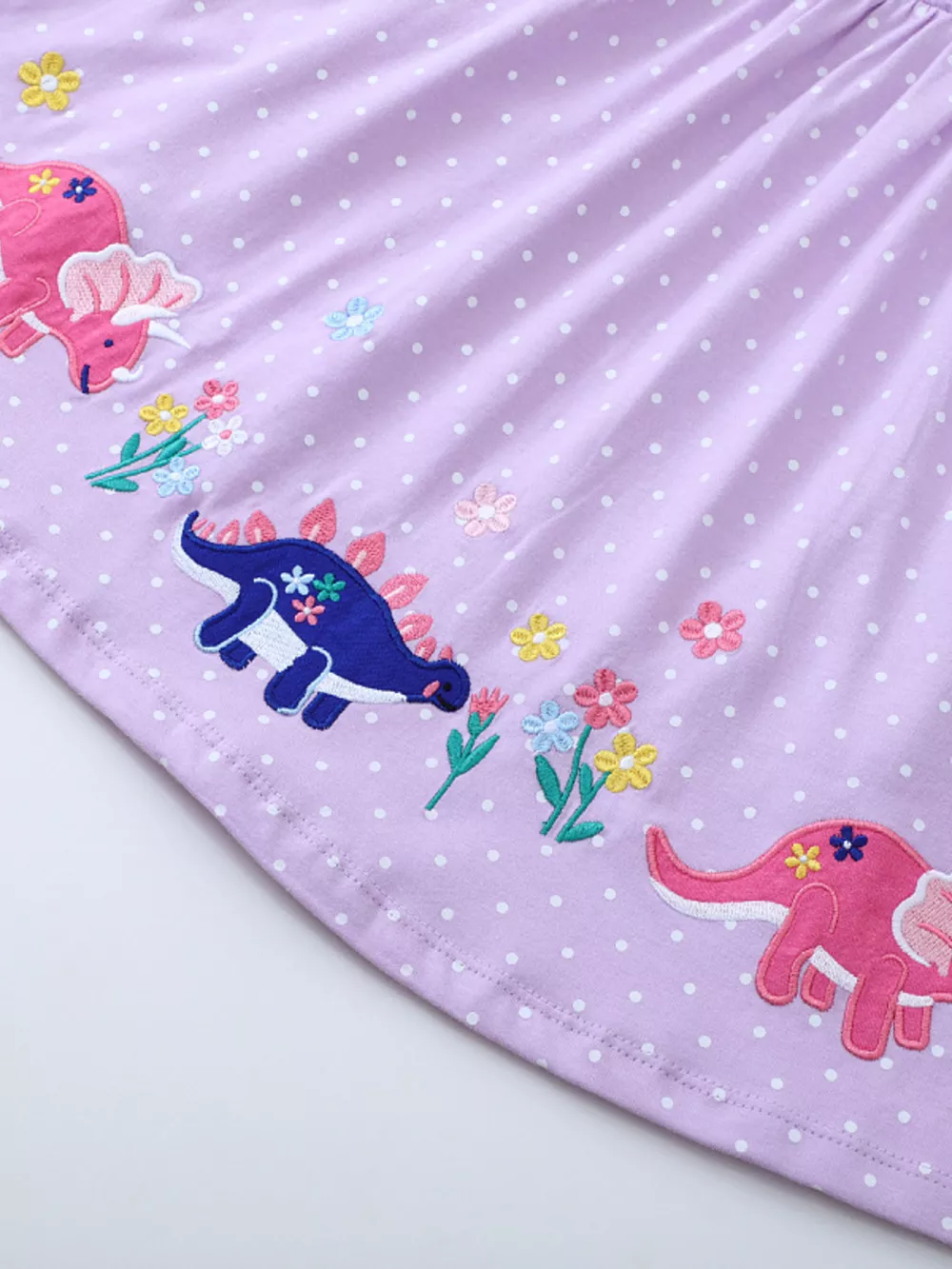Children's Dinosaur Embroidered Polka Dot Dress, image 5
