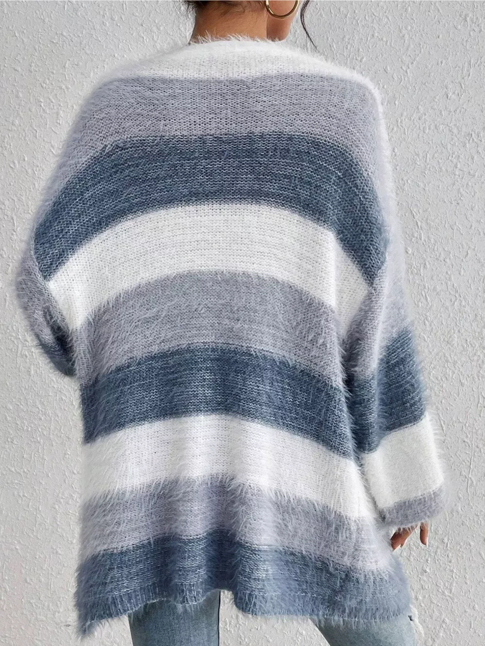Striped Open Front Oversized Cardigan, image 6