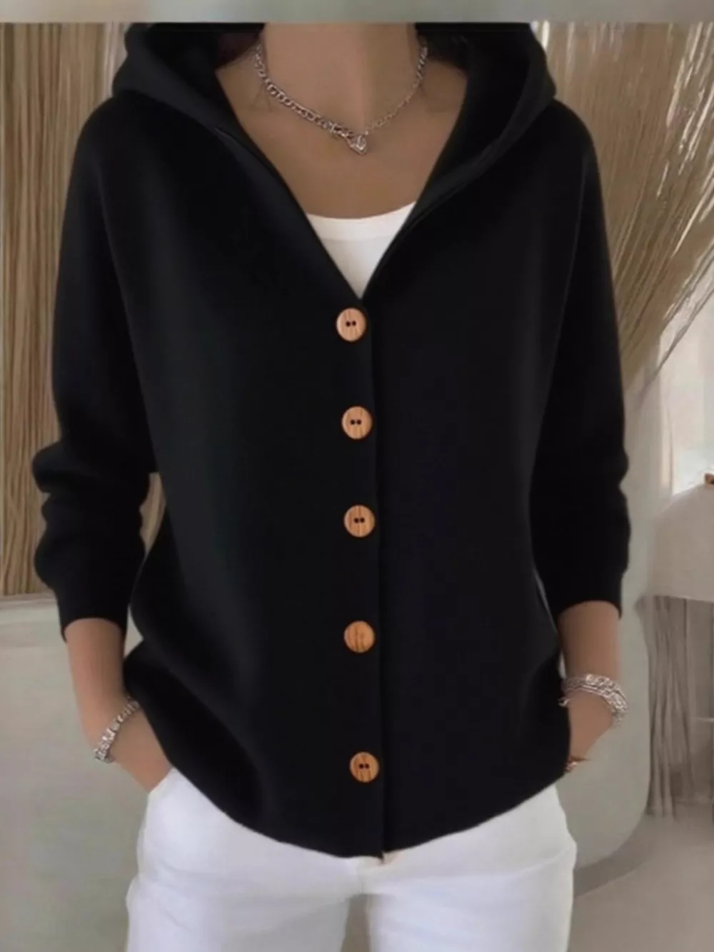 Full Size Button Up Long Sleeve Cardigan Plus Size, image 4