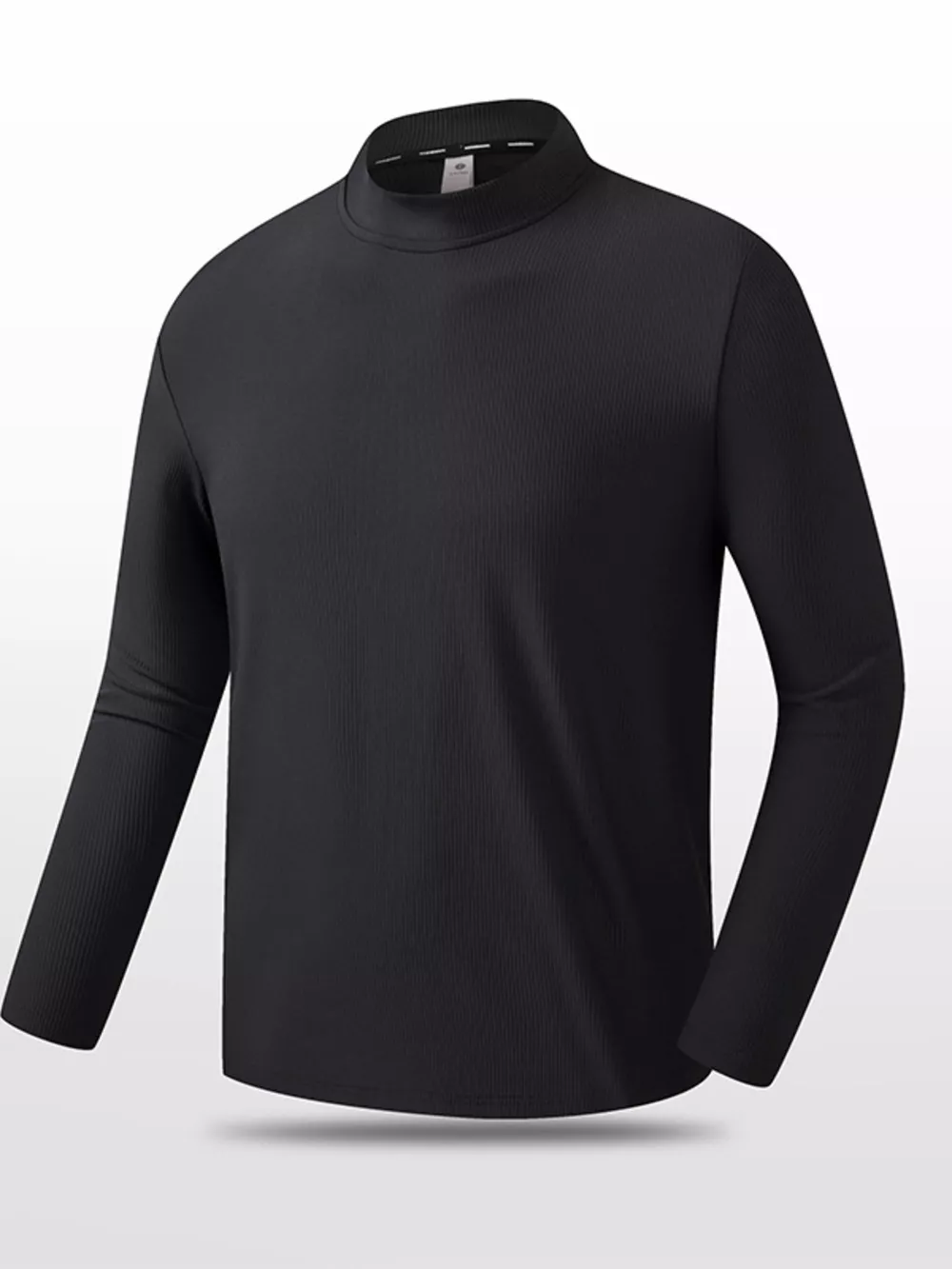 Men's Plus Size Mock Neck Long Sleeve Active T-Shirt