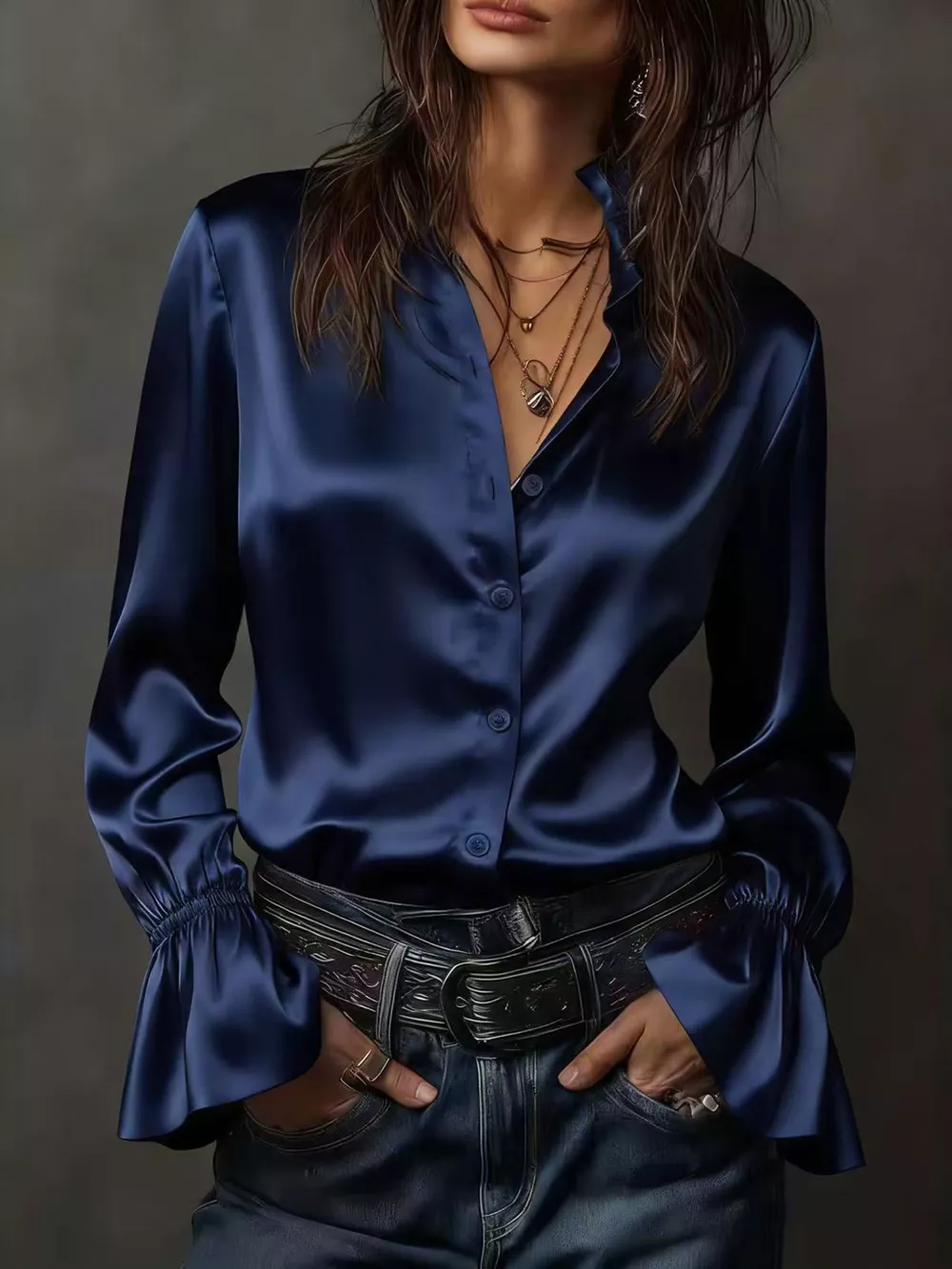 Button Up Flounce Sleeve Shirt, image 12