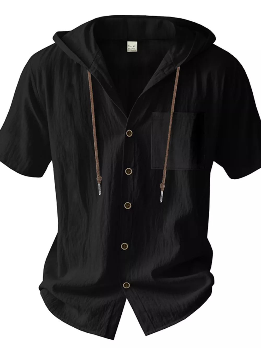 Men's Full Size Casual Hooded Short-Sleeve Shirt Plus Size, image 6