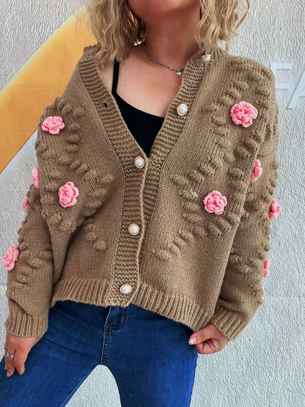 Flower Button Up Long Sleeve Cardigan, image 10