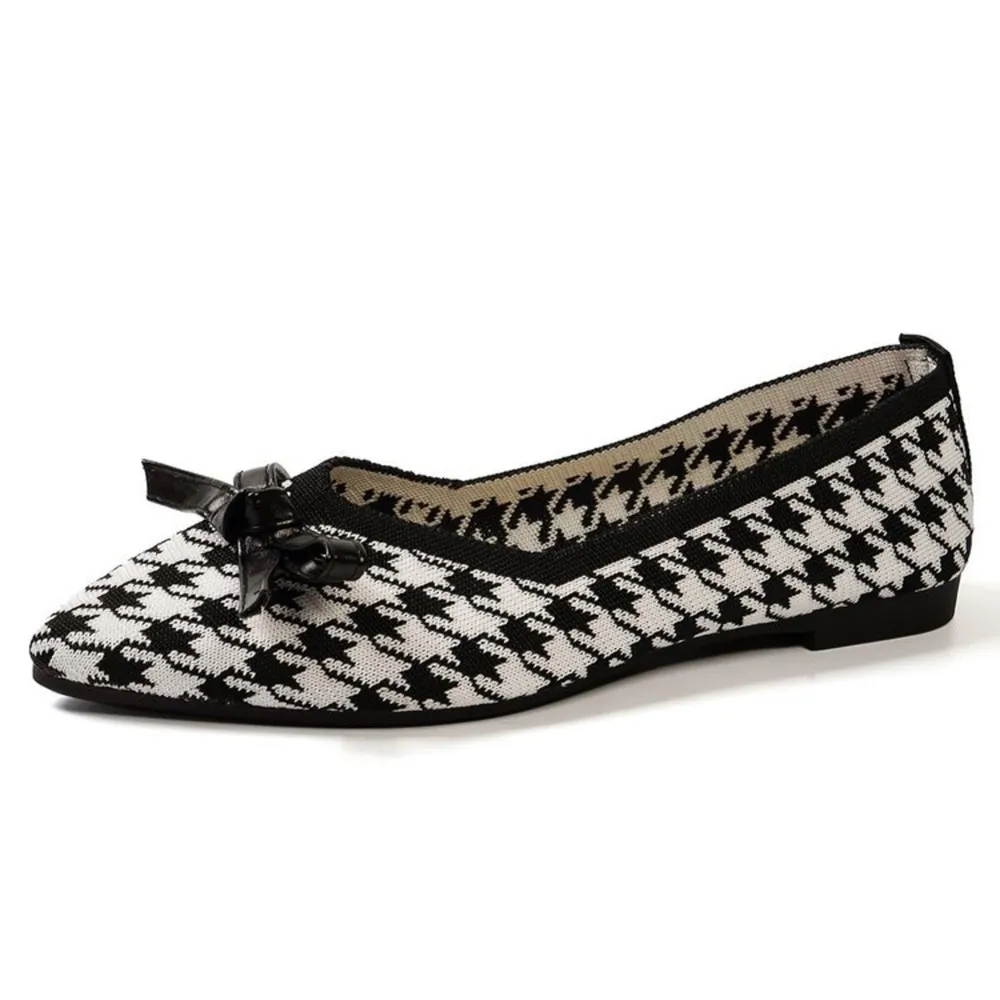 Houndstooth Point Toe Flats Slip-Ons, image 3