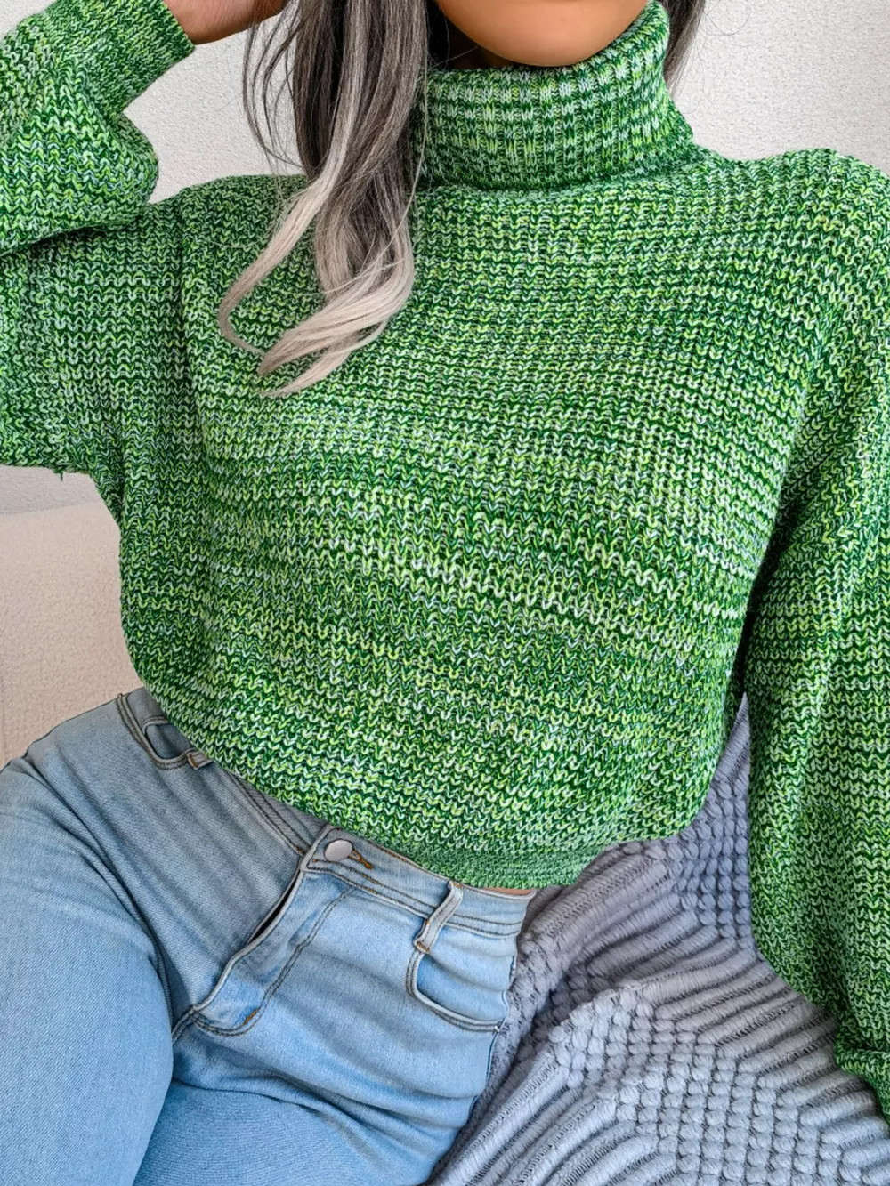 Turtleneck Dropped Shoulder Sweater, image 7