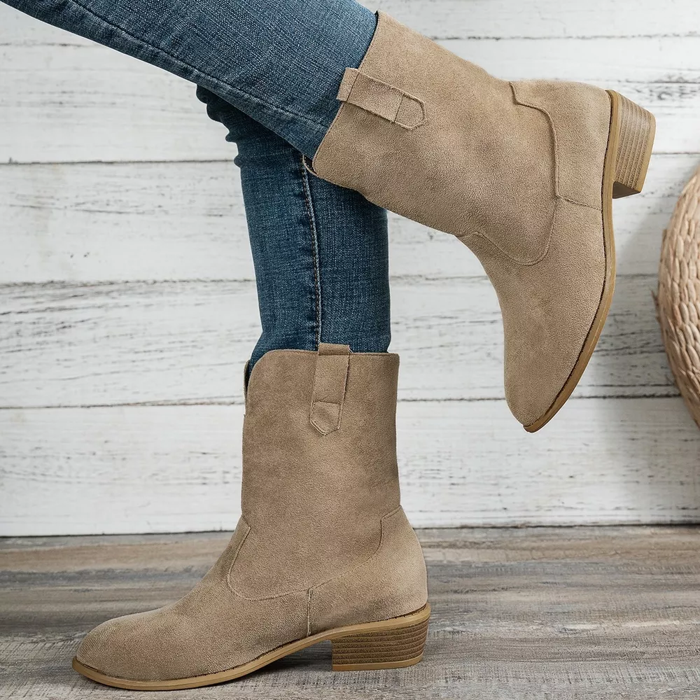Suede Block Heel Western Boots, image 8
