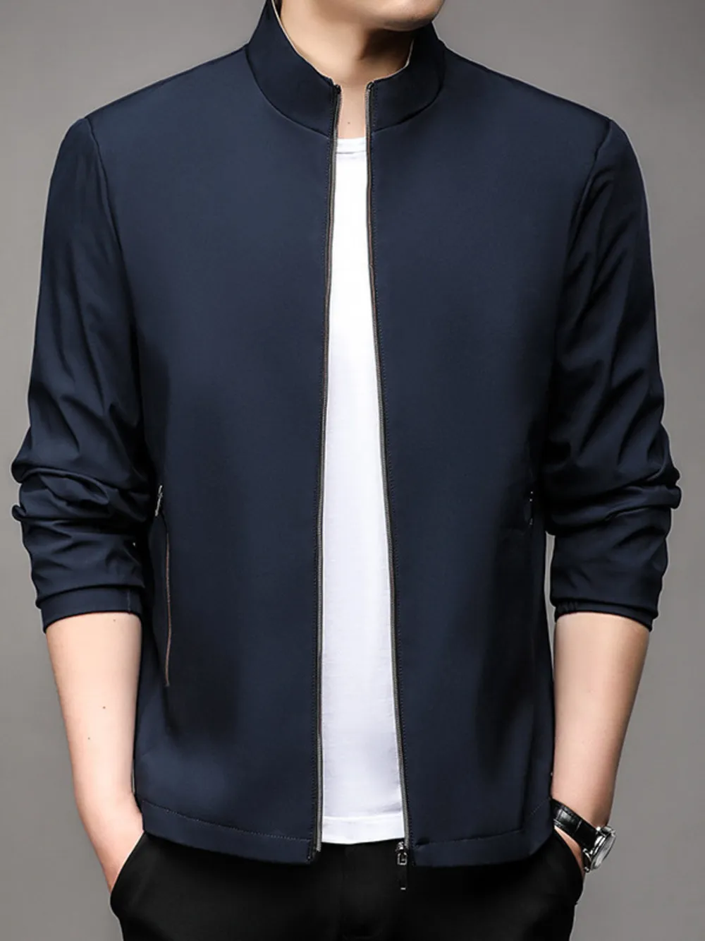 Men's Plus Size Zip Up Long Sleeve Jacket, image 3