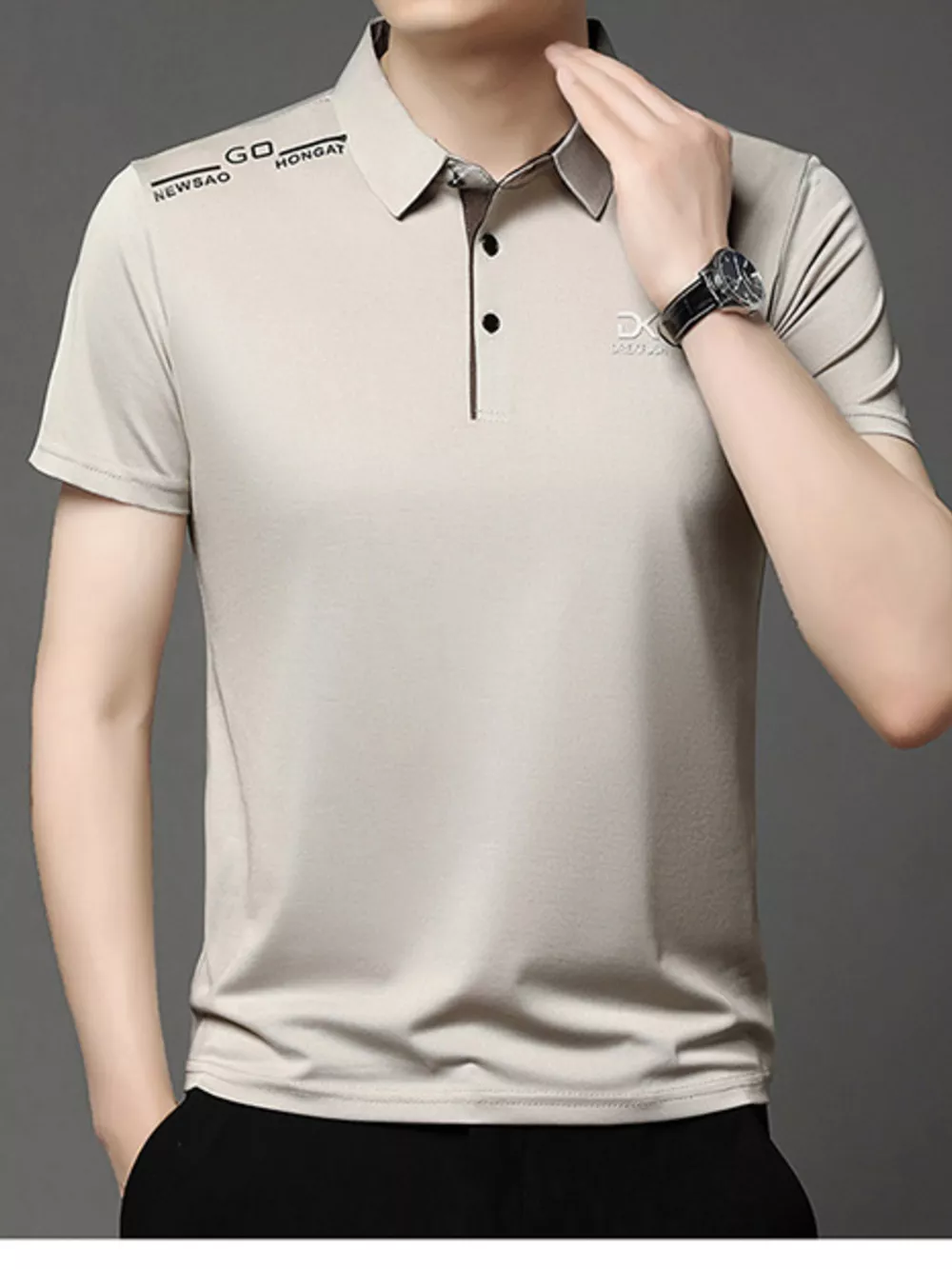 Men's Plus Size Button Detail Short Sleeve Polo
