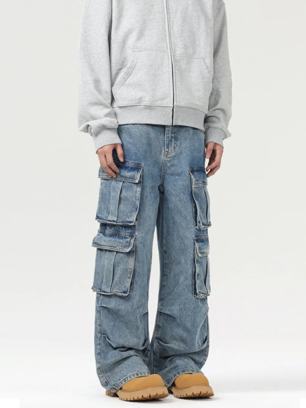 Men's Wash Multi-Pocket Cargo Jeans, image 2