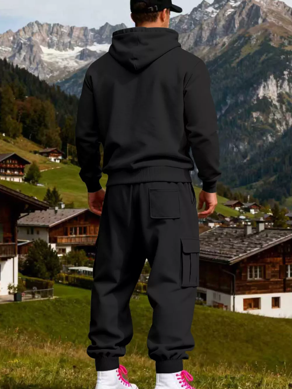 Men's Full Size Kangaroo Pocket Hoodie and Sweatpants Two-Piece Set Plus Size, image 10