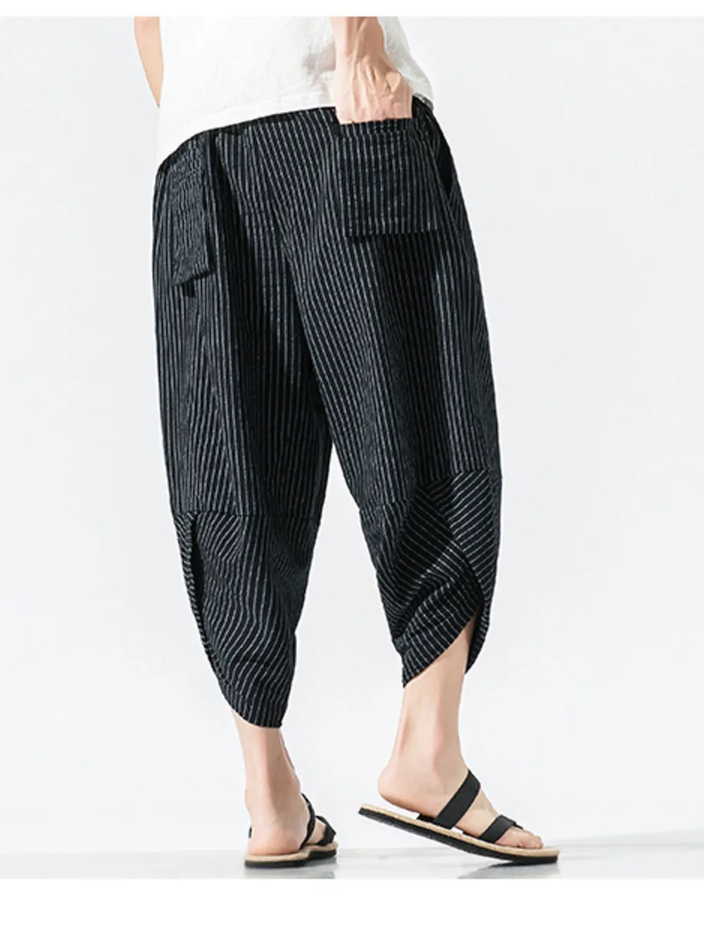 Men's Plus Size Striped Wide Leg Pants, image 9