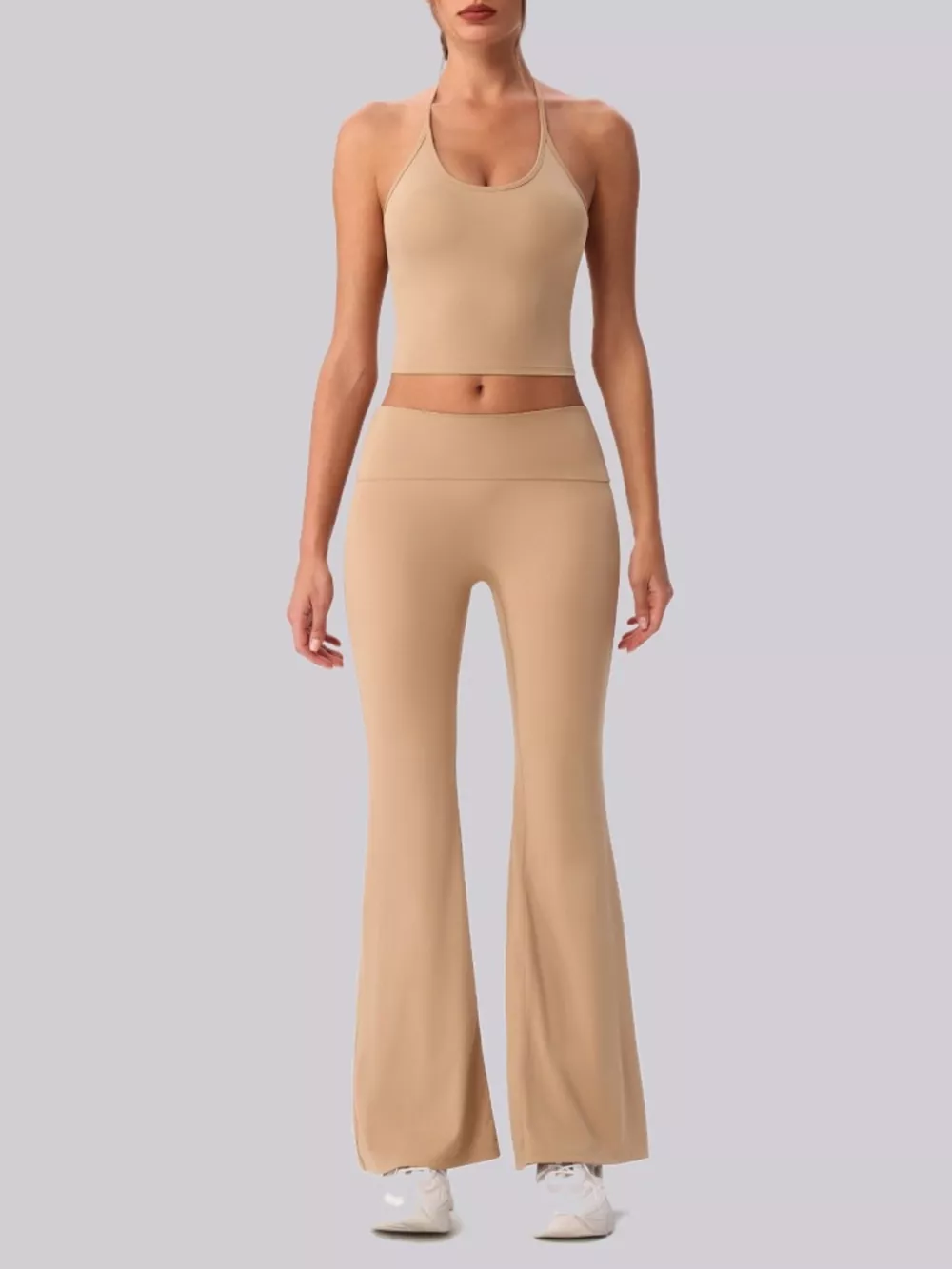 Halter Neck Cami and Flare Leggings Active Set, image 15