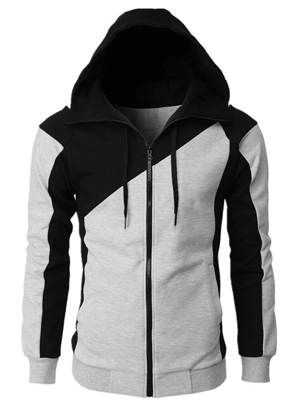 Men's Color Block Zip-Up Hoodie, image 2