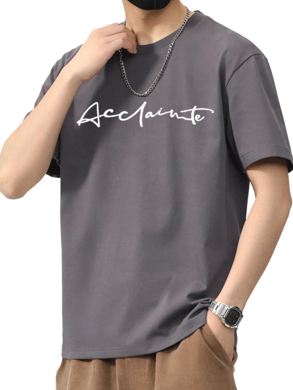 Men's Plus Size Letter Round Neck Short Sleeve T-Shirt, image 5