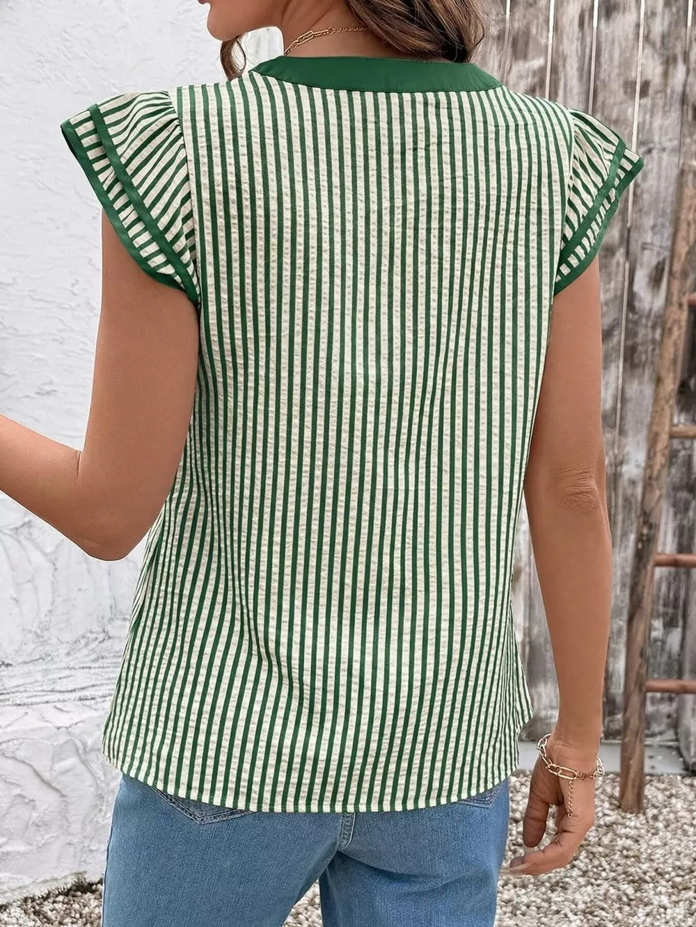 Striped Ruffle Sleeve Blouse, image 19