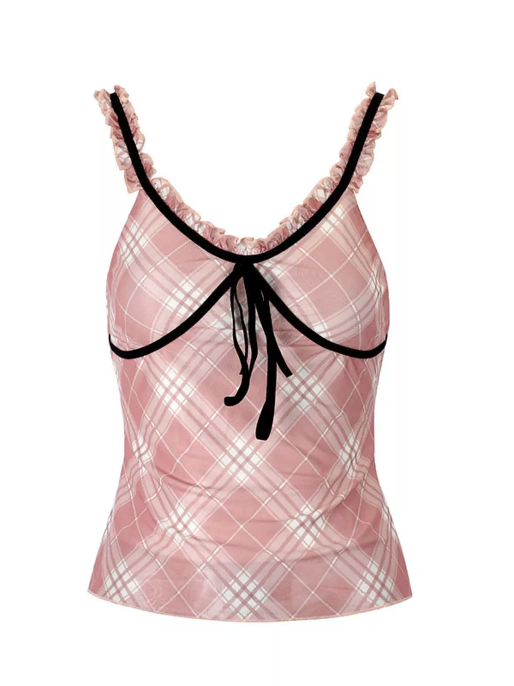 Plaid Ruffle Trim Cami, image 5
