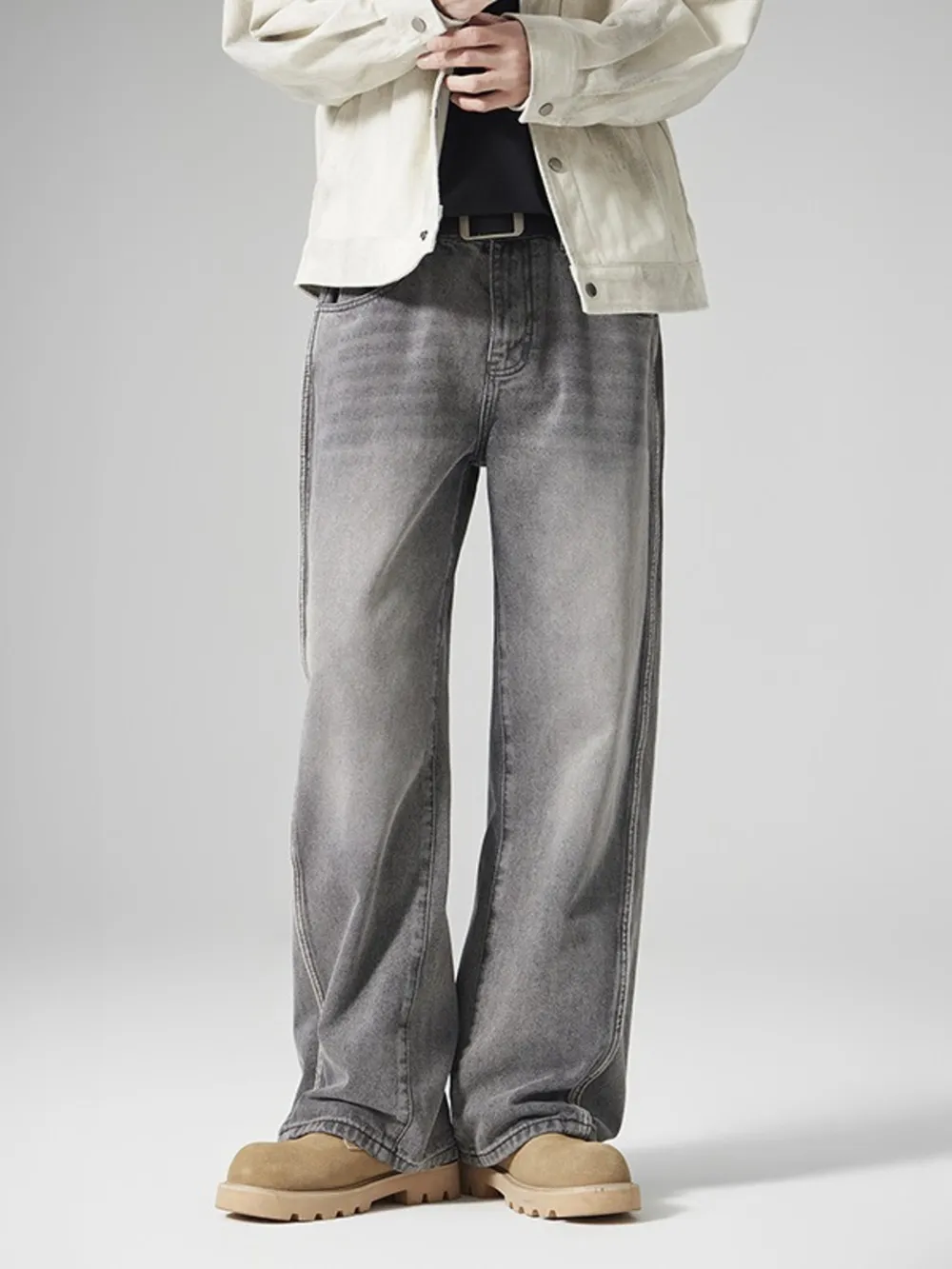 Men's Wash Wide Leg Jeans, image 3