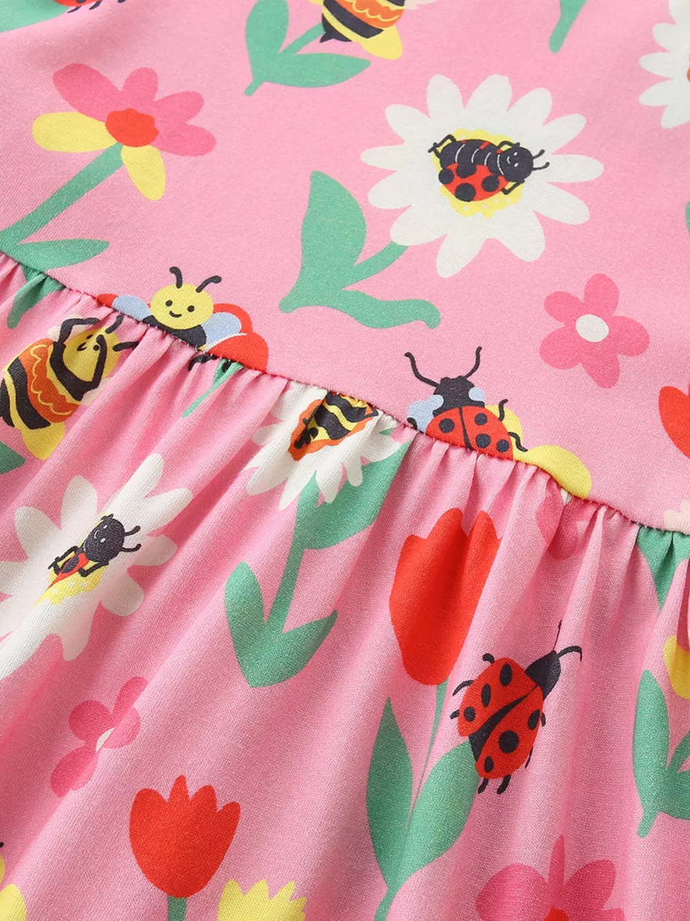 Children's Floral & Insect Print Ruffle Sleeve Casual Dress, image 4