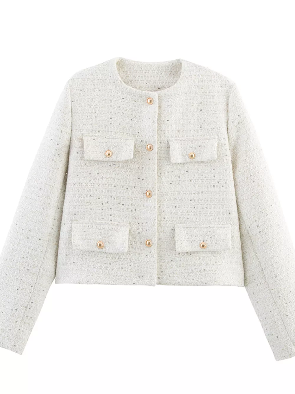 Tweed Button Up Cropped Outerwear, image 7