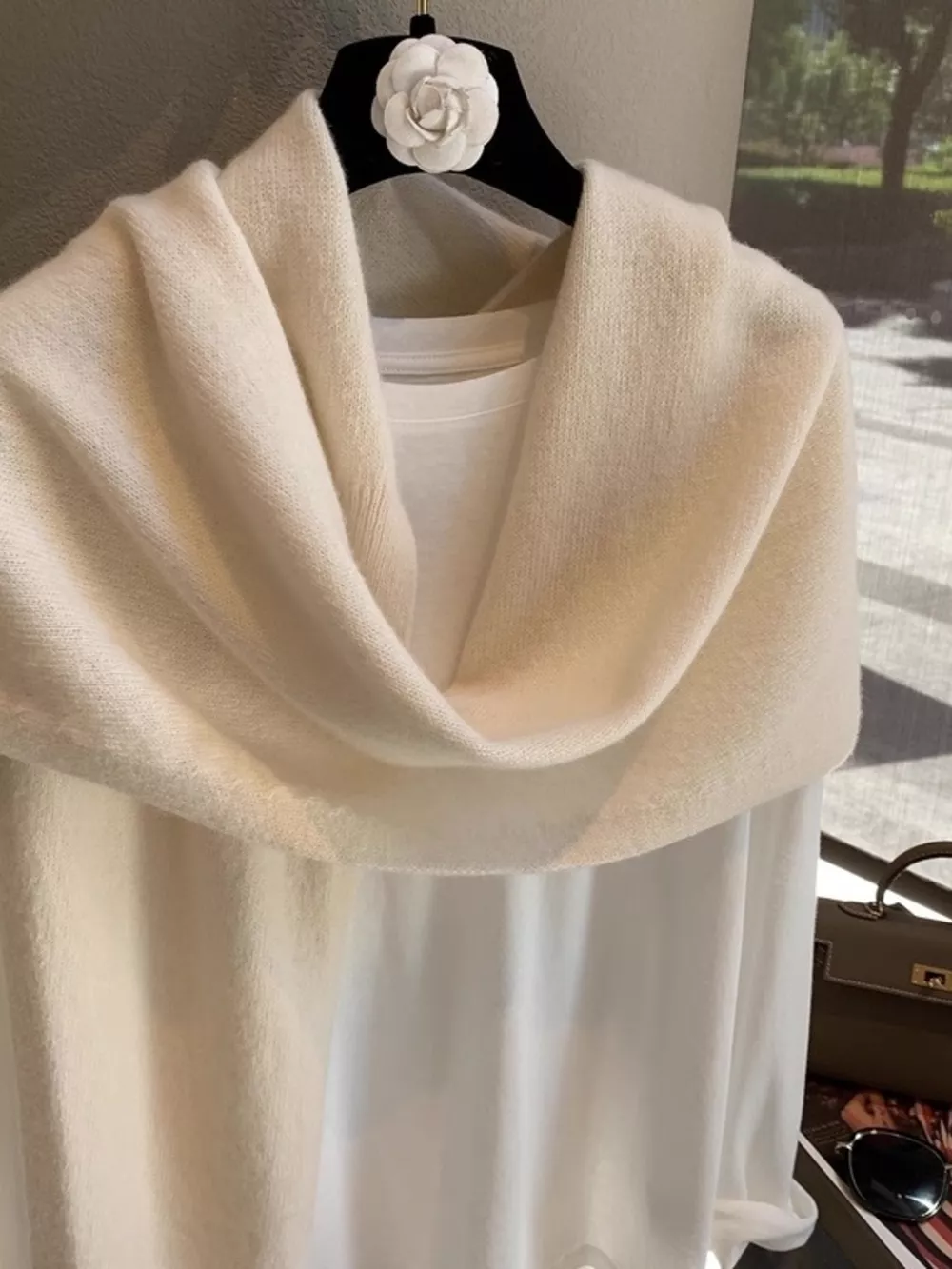 Wool Knitted Asymmetrical Shawl, image 2