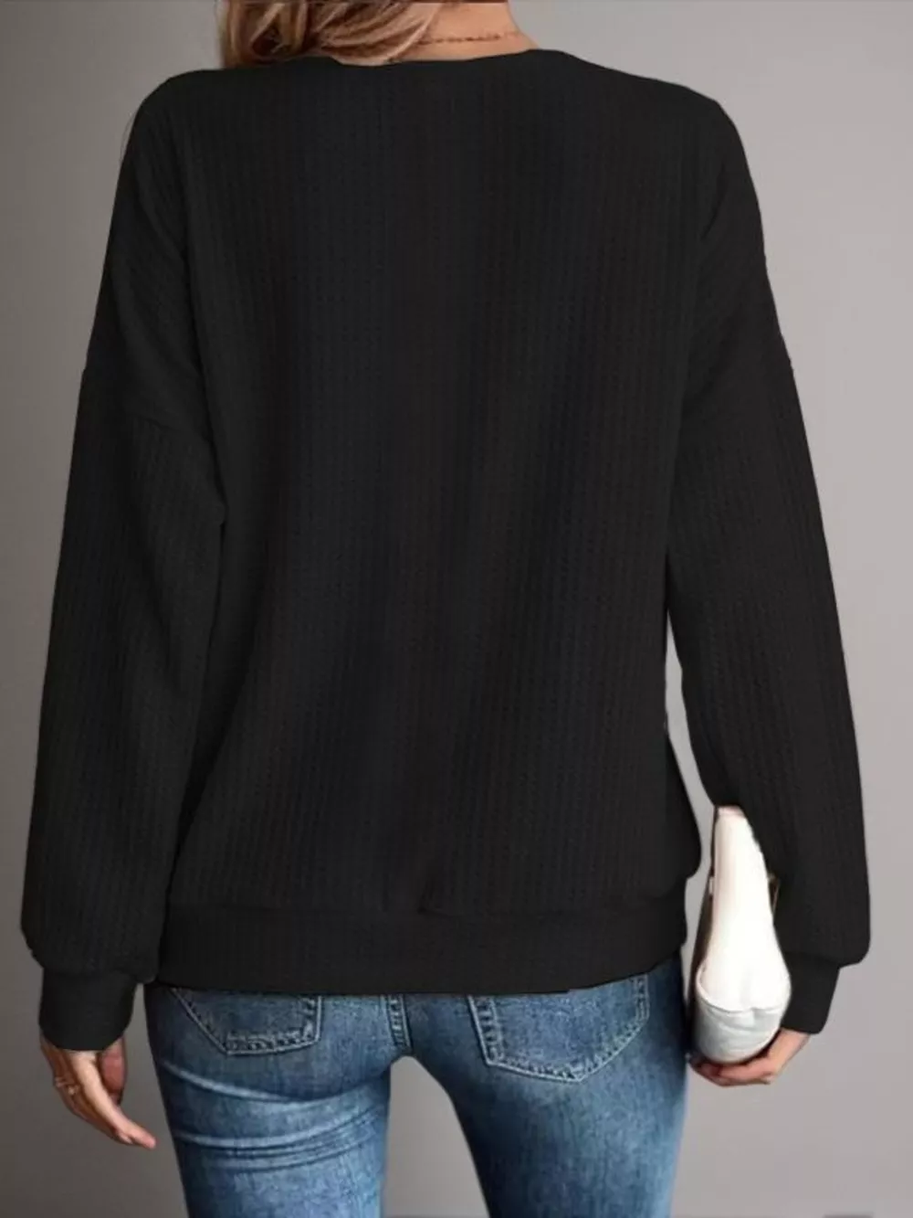 Solid Color Cold Shoulder Long Sleeve T-Shirt, image 3