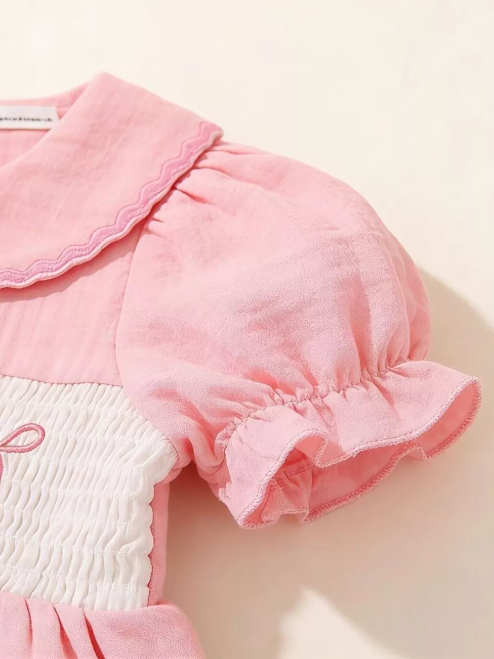 Children's Bear Embroidered Smocked Dress, image 4
