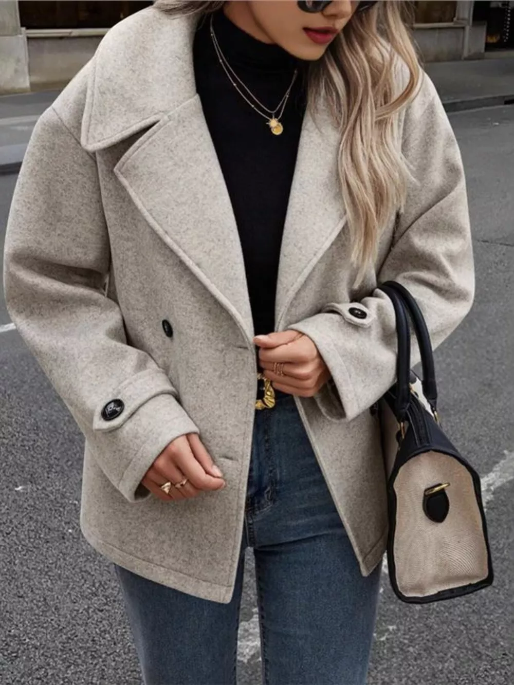 Double-Breasted Wool Blend Casual Jacket, image 2