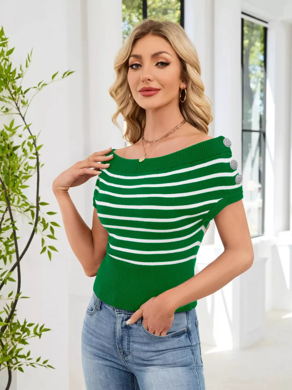 Striped Short Sleeve Sweater, image 9